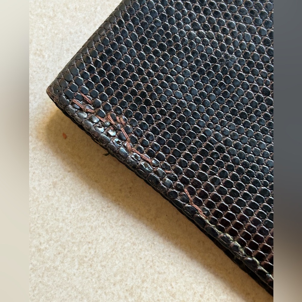 Lizard Brown Leather Men Rectangular Bifold Walle… - image 6